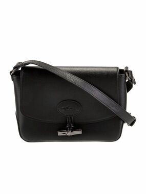 Longchamp Black Leather Crossbody Bag - messenger